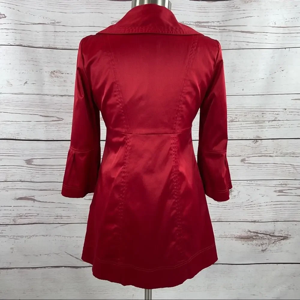 BCX mid length red jacket 3/4 flare sleeves pockets - Picture 8 of 13